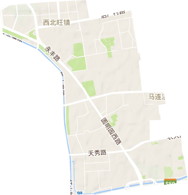 马连洼街道地形地图