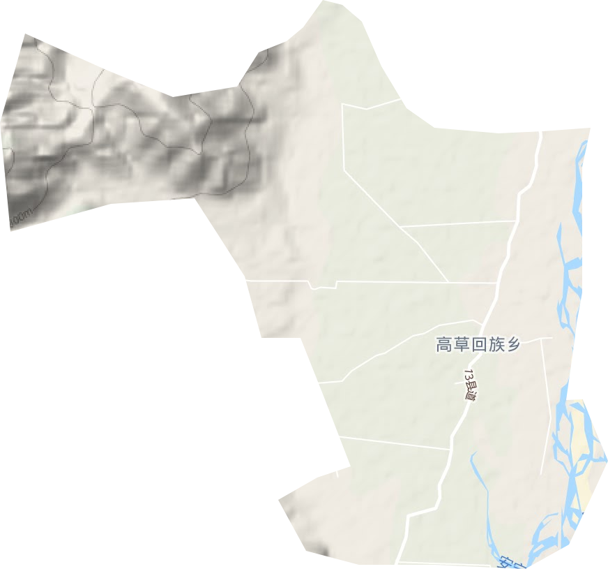 高草回族乡地形地图