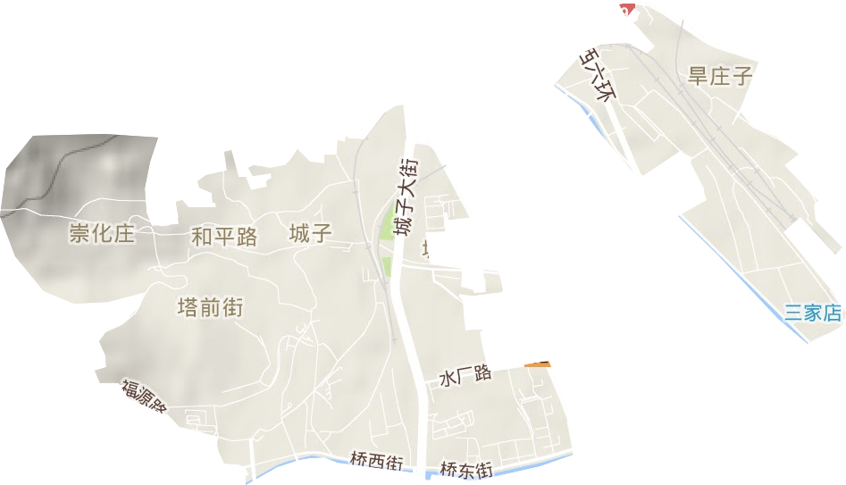 城子街道地形地图
