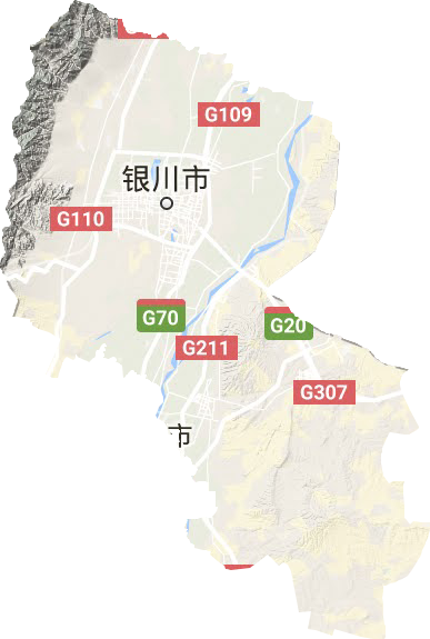 银川市地形地图