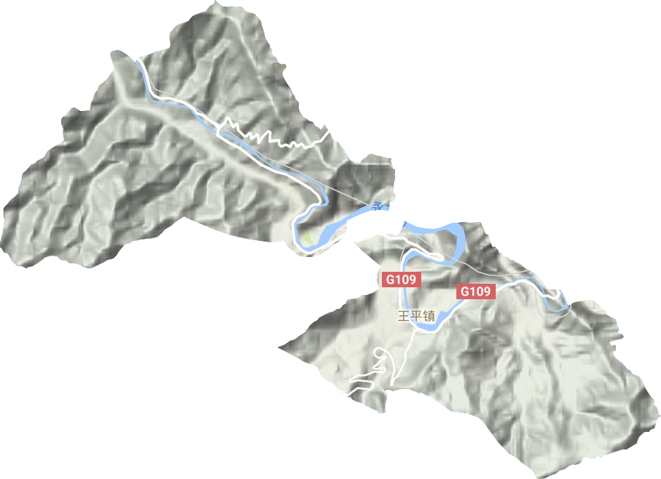 王平地区办事处地形地图