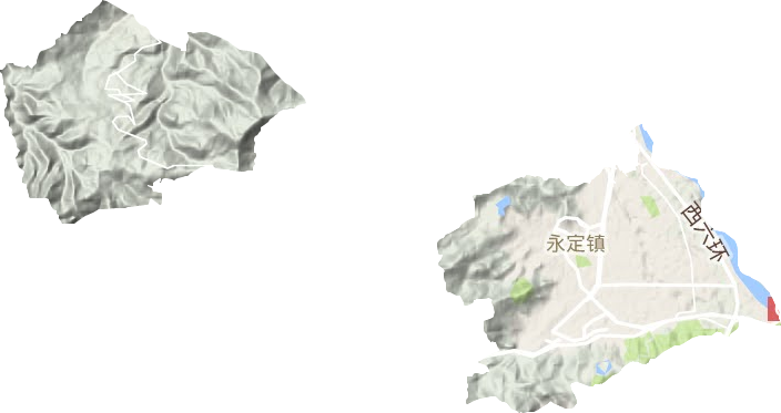 永定地区办事处地形地图