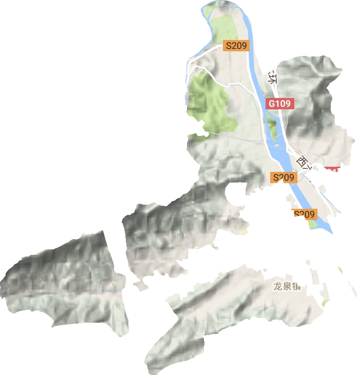 龙泉地区办事处地形地图