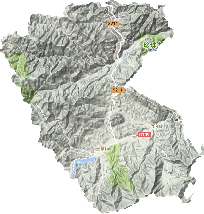 斋堂镇地形地图