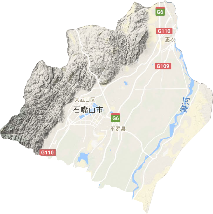 石嘴山市地形地图