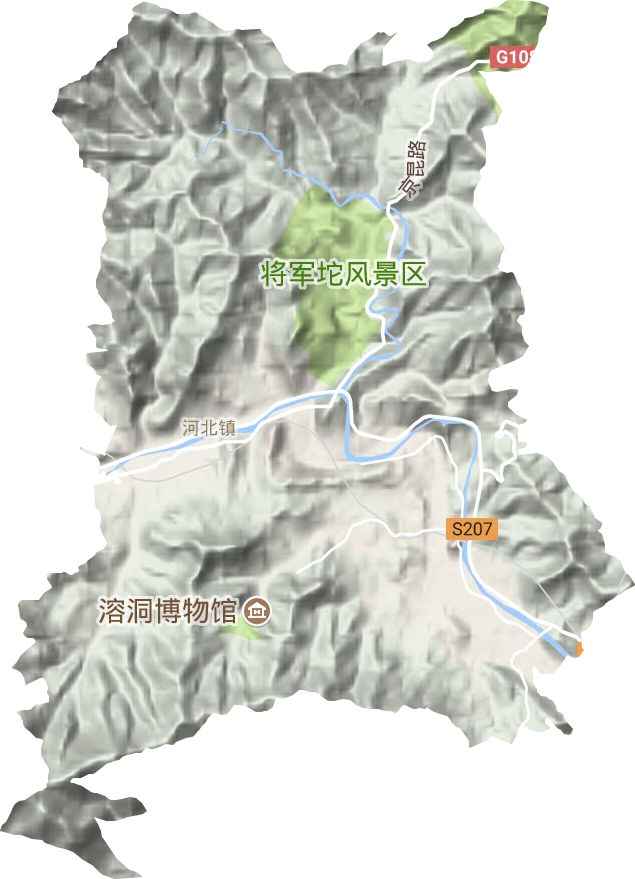 河北镇地形地图