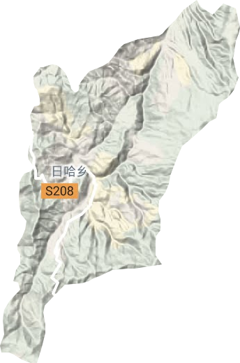 日哈乡地形地图
