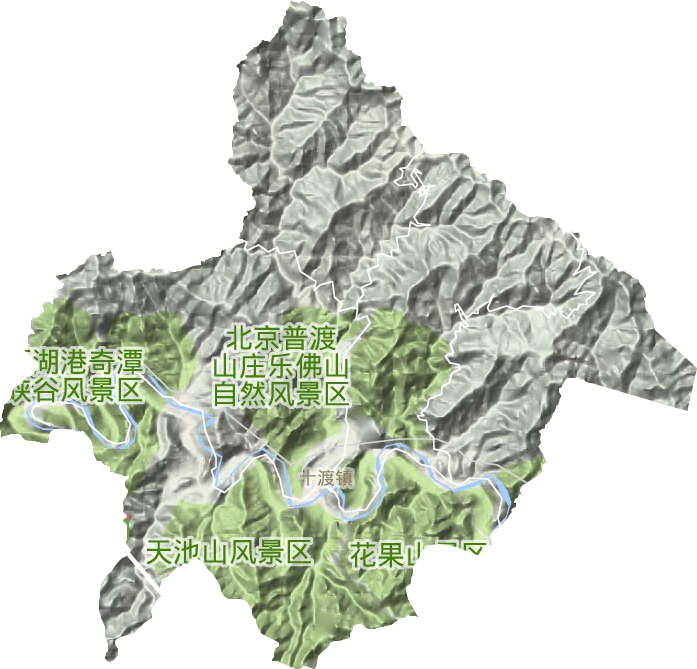十渡镇地形地图