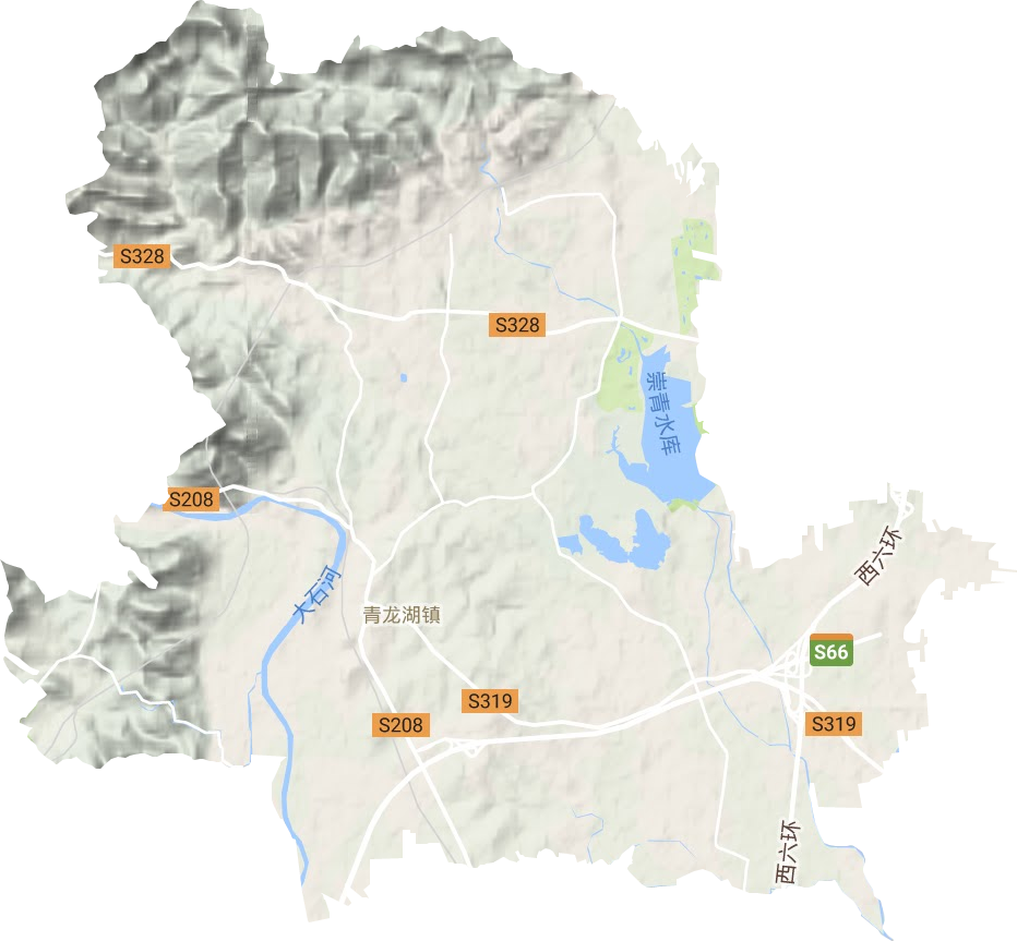 青龙湖镇地形地图