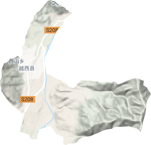 越城镇地形地图