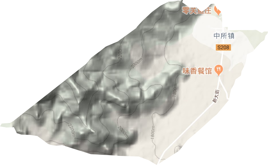 中所镇地形地图