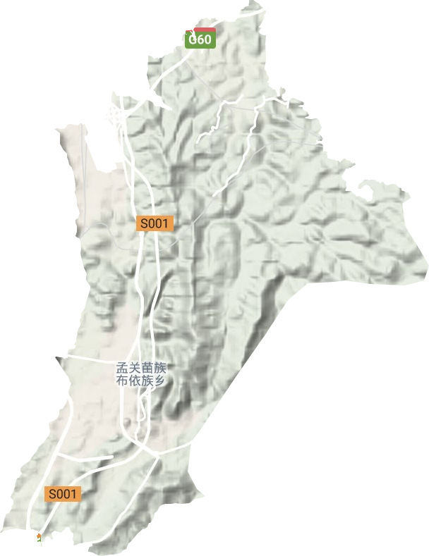 孟关苗族布依族乡地形地图