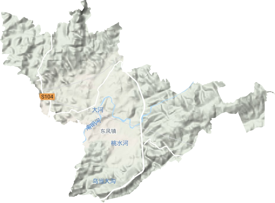 东风镇地形地图