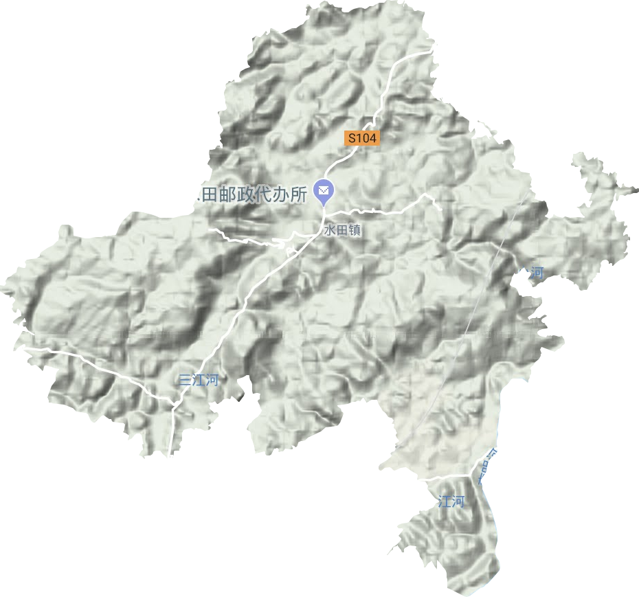 水田镇地形地图