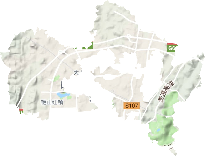 艳山红镇地形地图