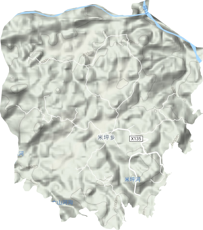 米坪乡地形地图