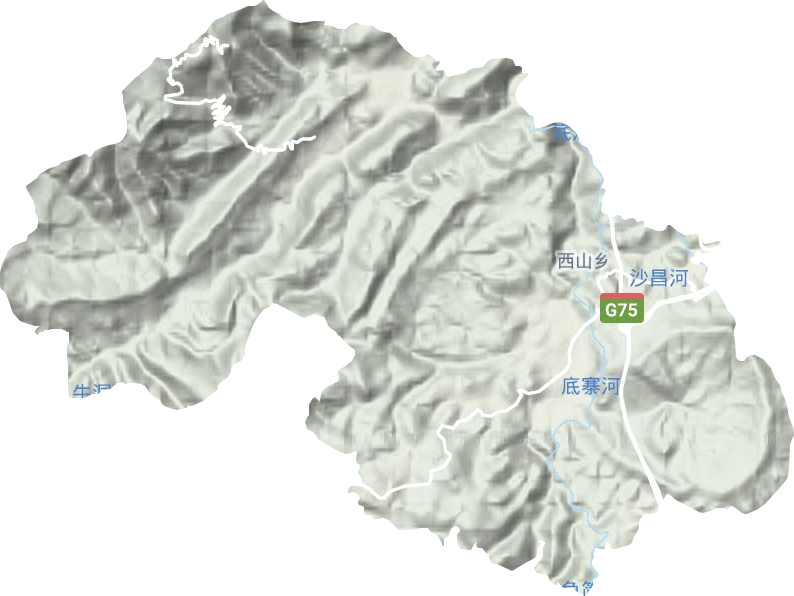 西山镇地形地图