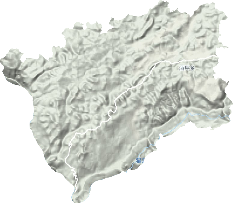 洒坪镇地形地图