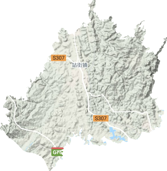 站街镇地形地图