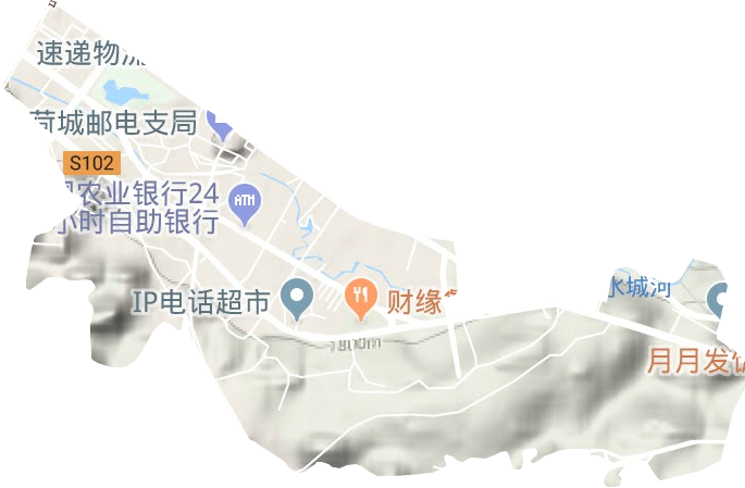 荷城街道地形地图
