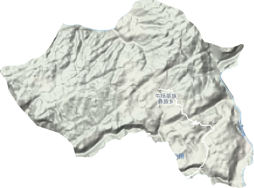 牛场苗族彝族乡地形地图