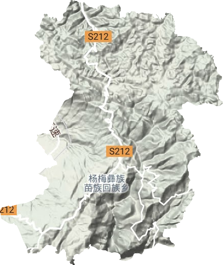 杨梅彝族苗族回族乡地形地图