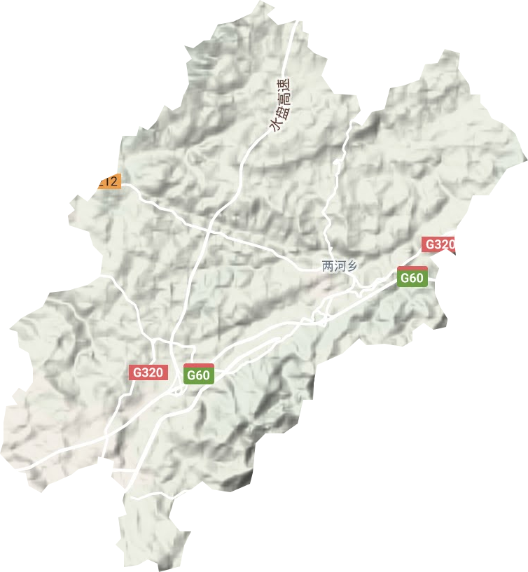 两河街道地形地图