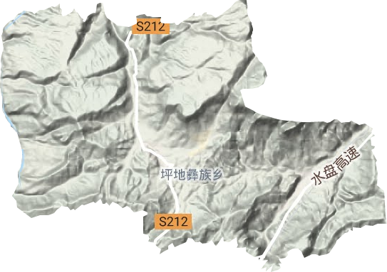 坪地彝族乡地形地图