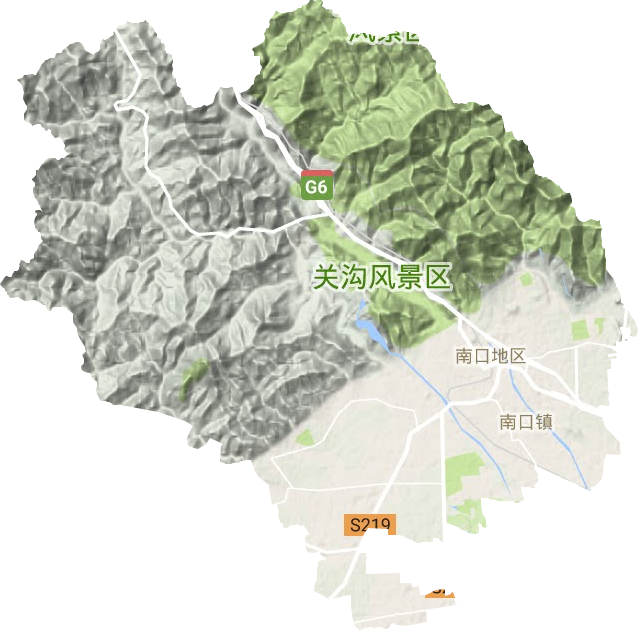 南口地区办事处地形地图