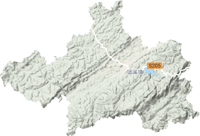 团溪镇地形地图