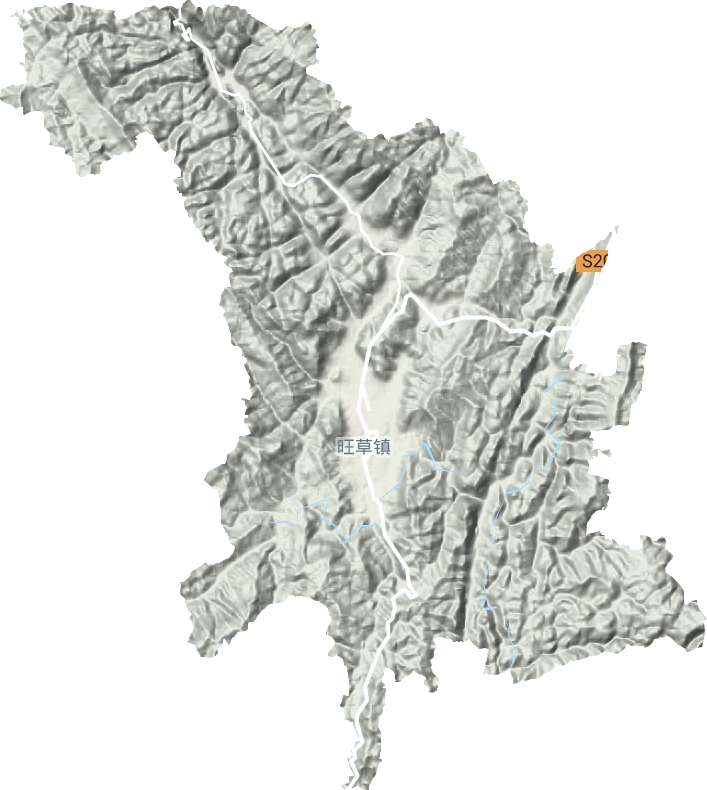 旺草镇地形地图