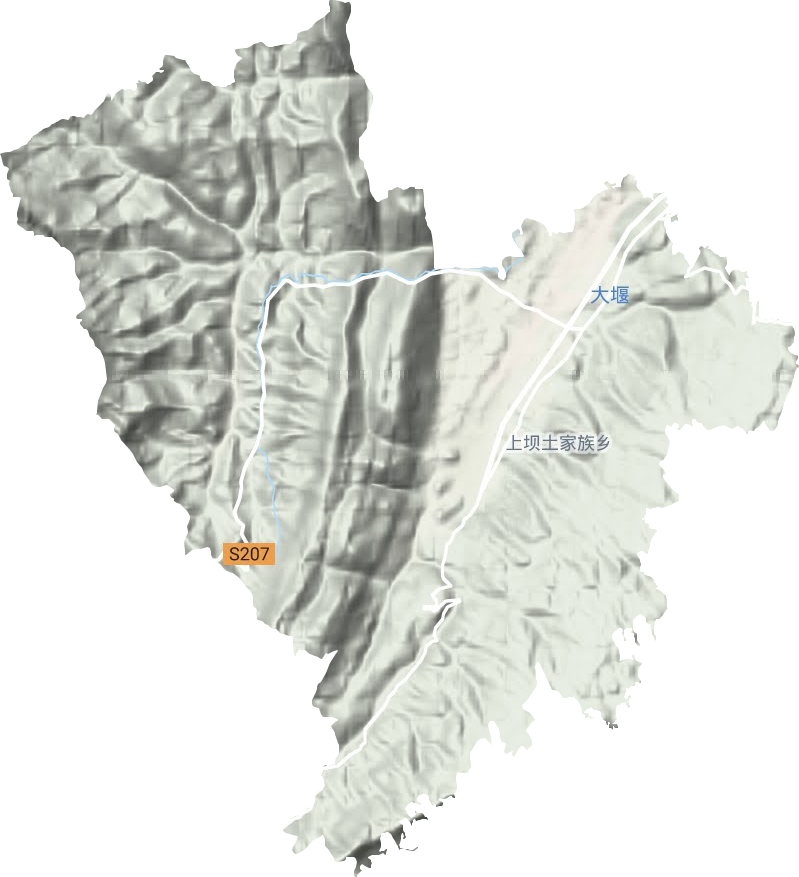 上坝土家族乡地形地图