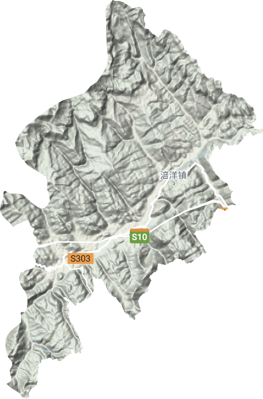 涪洋镇地形地图