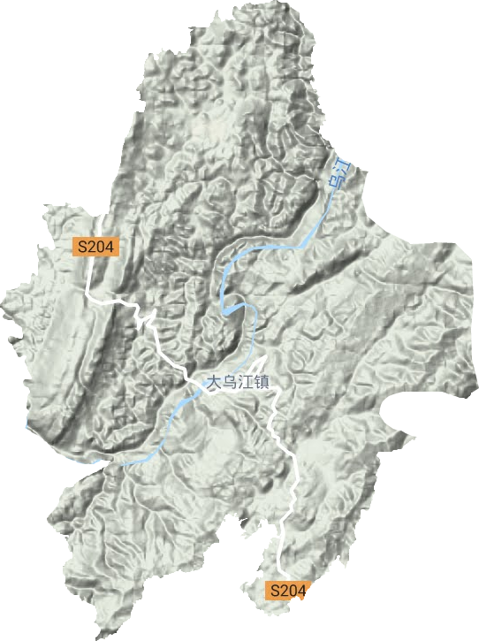 大乌江镇地形地图