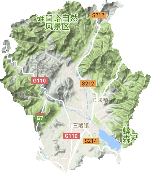 十三陵镇地形地图