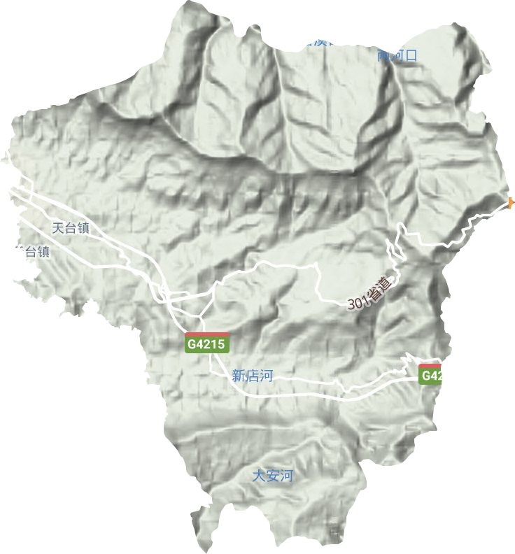 天台镇地形地图
