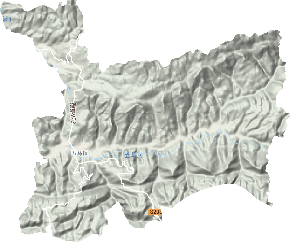 五马镇地形地图