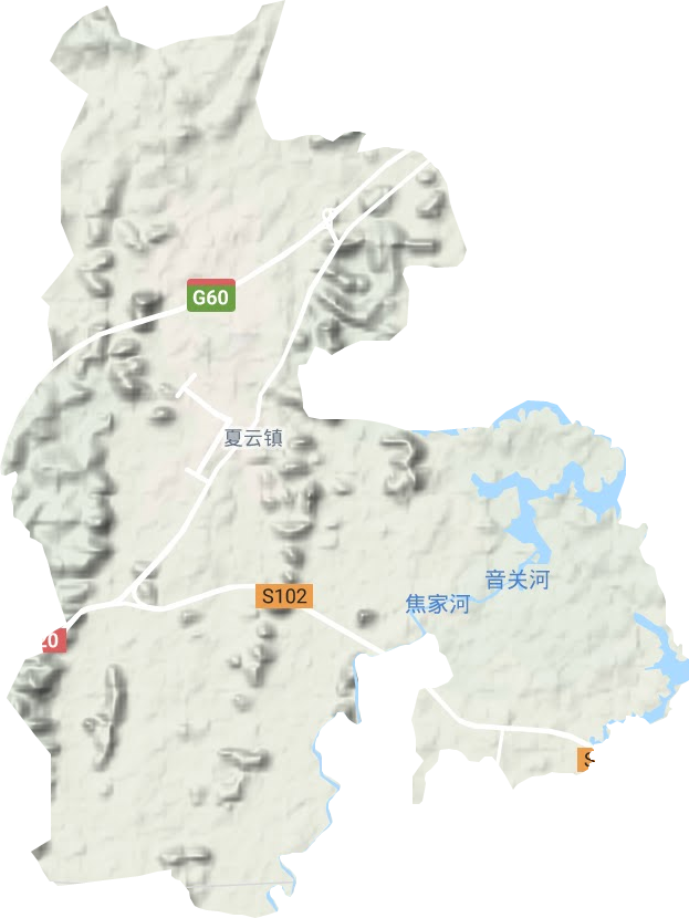 夏云镇地形地图