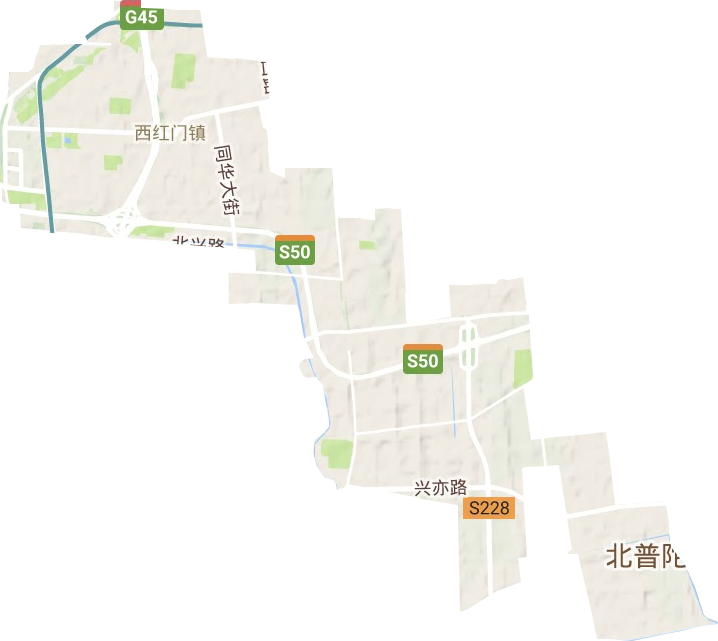 西红门地区办事处地形地图