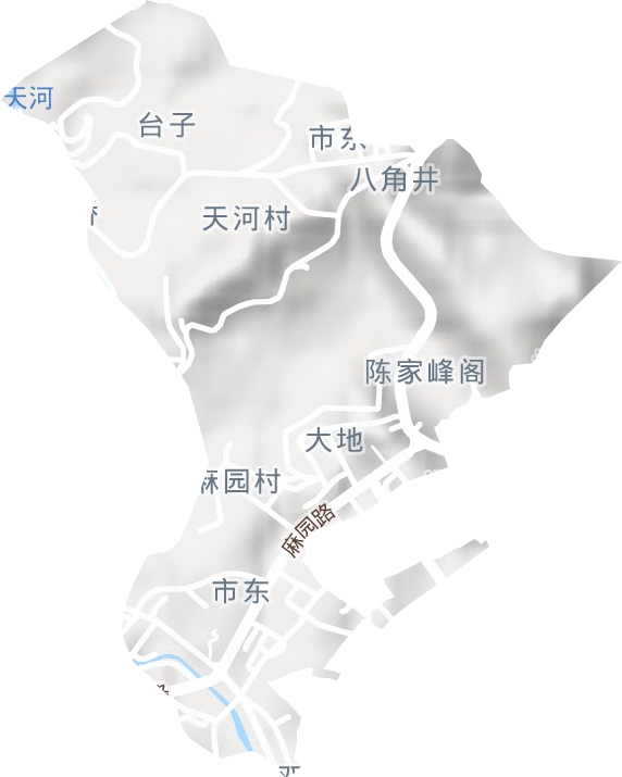 市东街道地形地图