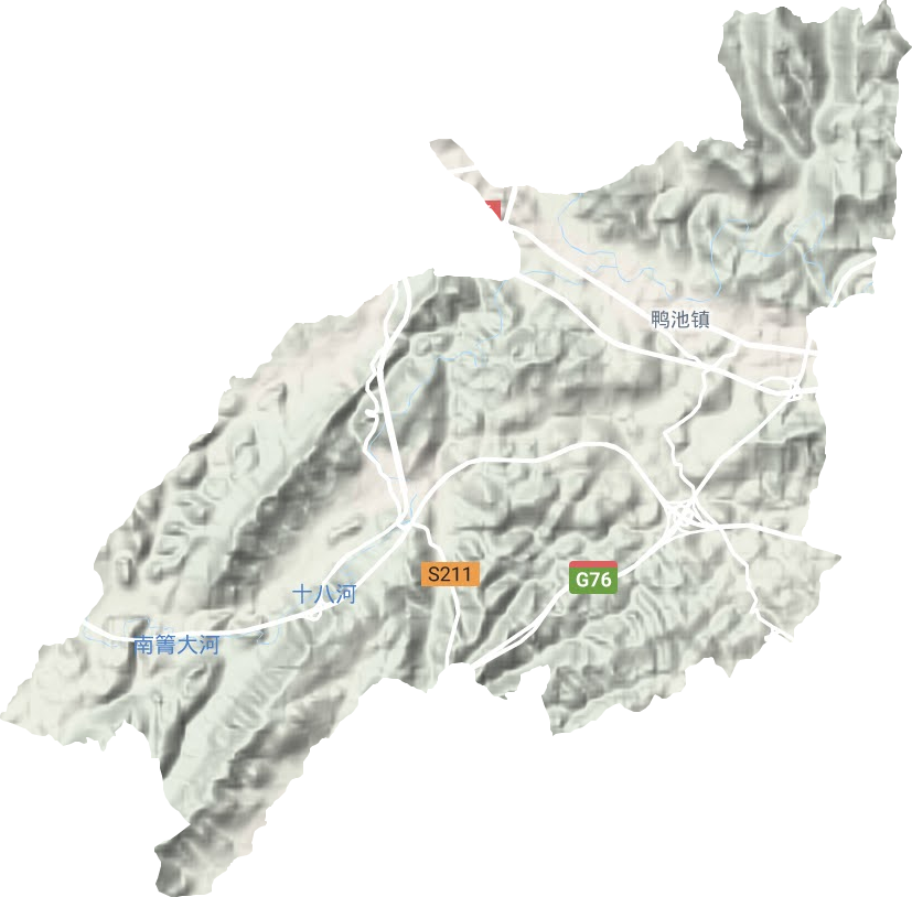 鸭池镇地形地图