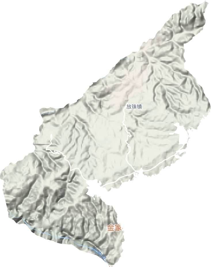 放珠镇地形地图