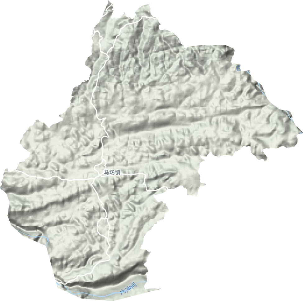 马场镇地形地图