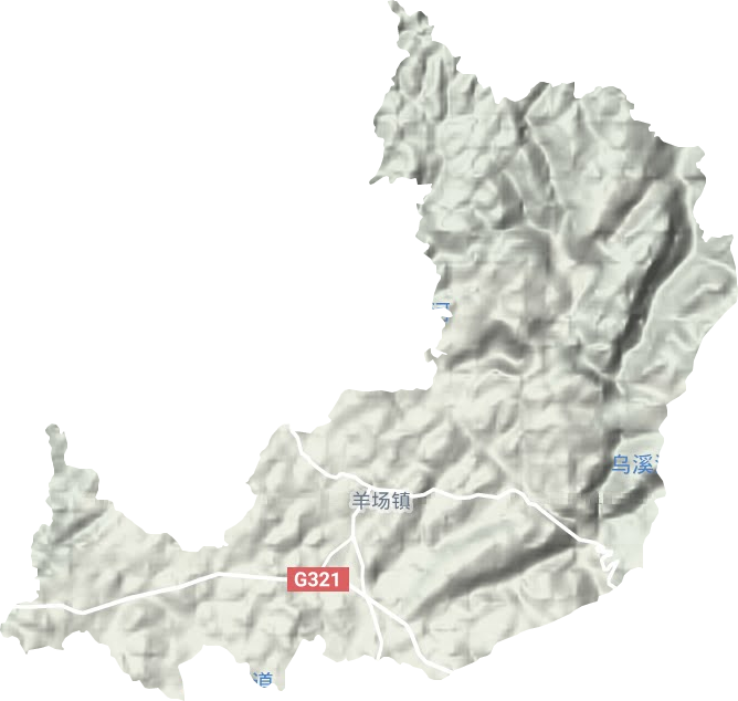 羊场镇地形地图