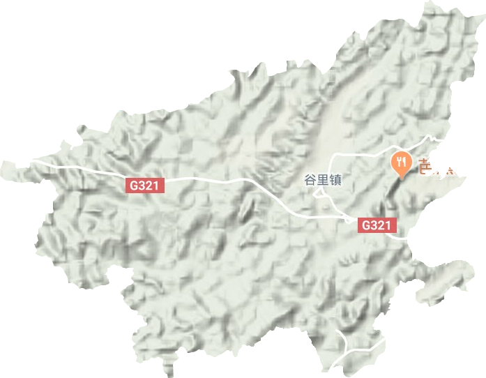 谷里镇地形地图