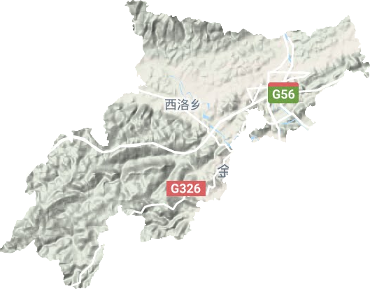 西洛街道地形地图