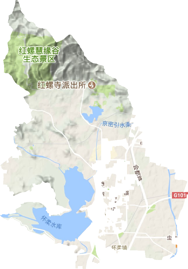 怀柔地区办事处地形地图