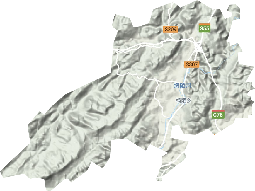 绮陌街道地形地图