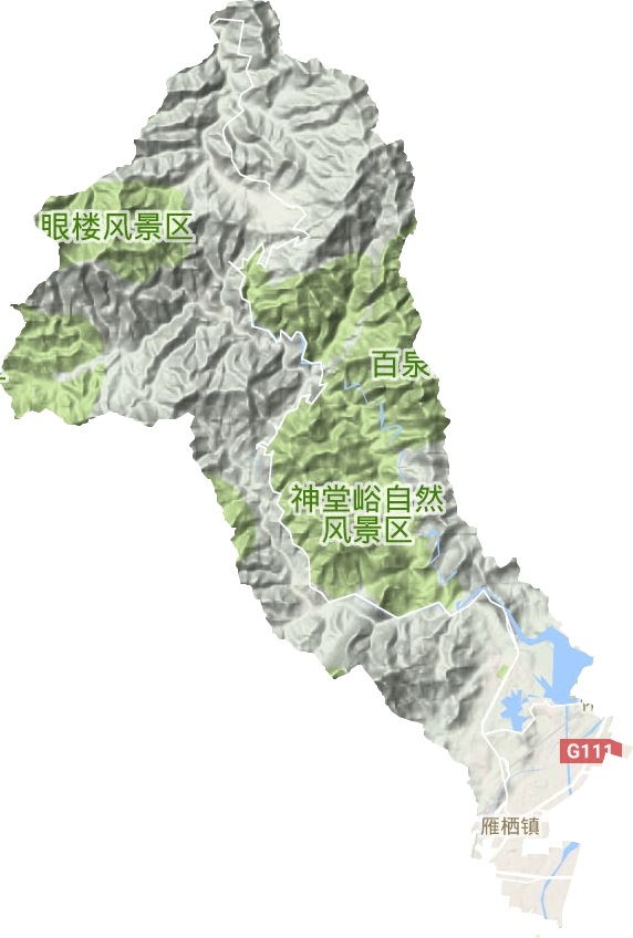 雁栖地区办事处地形地图