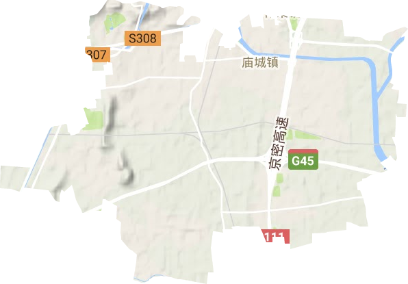 庙城地区办事处地形地图